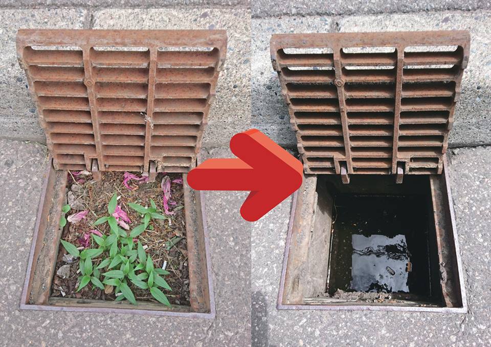 雨水ますの詰まりが解消しました！